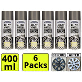 6X Car Pride Alloy Wheel Silver Gloss Spray 400ml Spray Paint